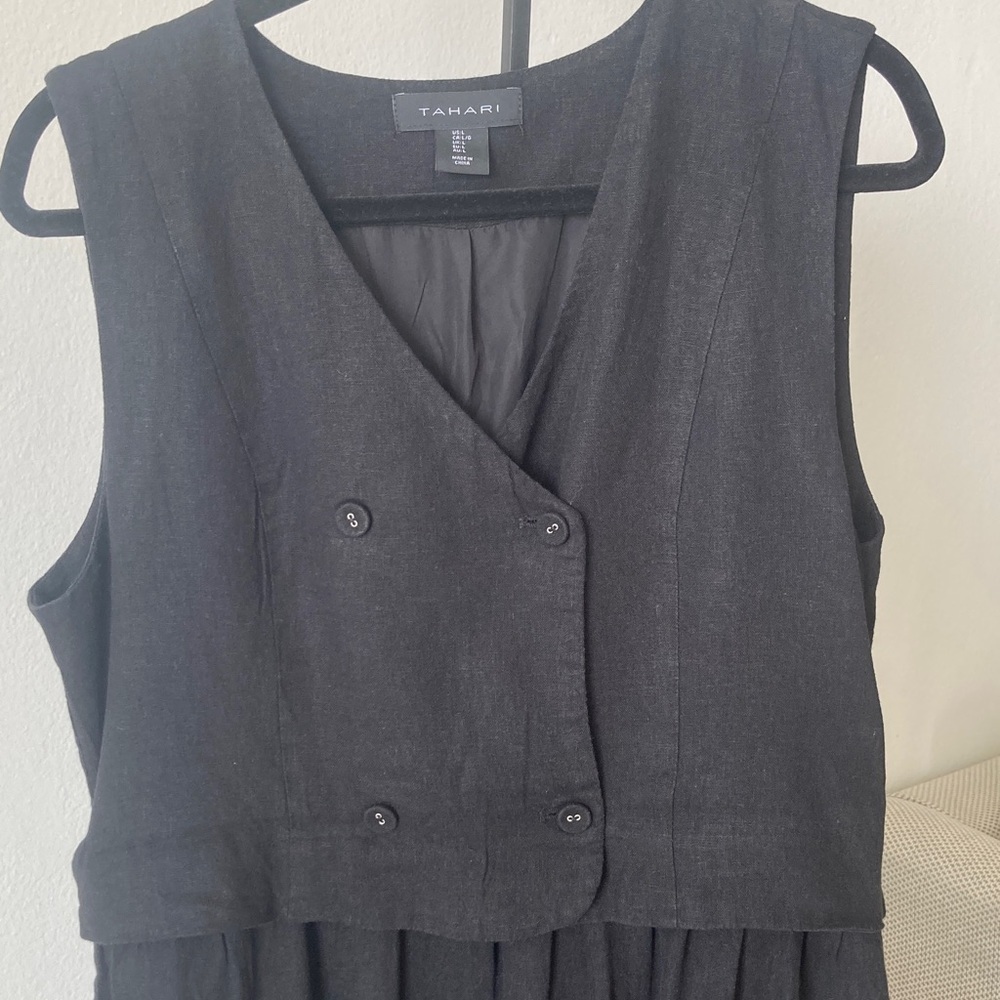Tahari Black Sleeveless Maxi Dress with Vest Overlay - Picture 7 of 7